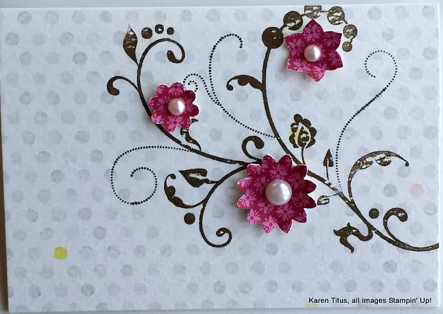 Quick and easy handmade card with flowering flourishes