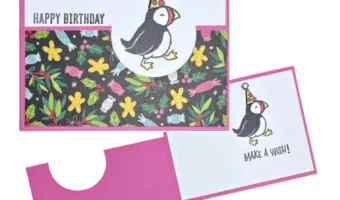 Barn door card with party puffins